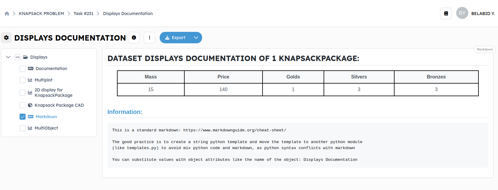 Display markdown