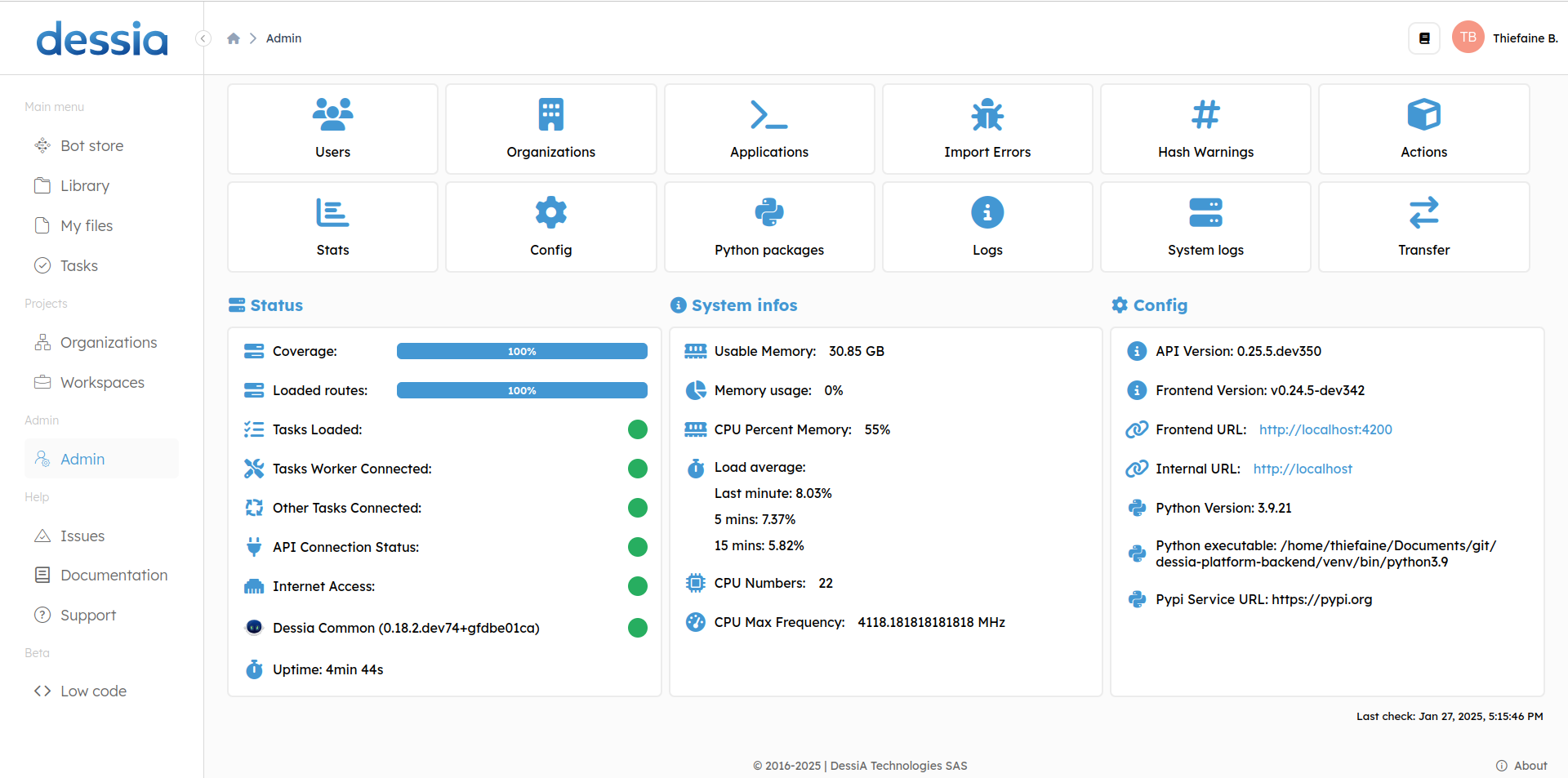 Admin panel