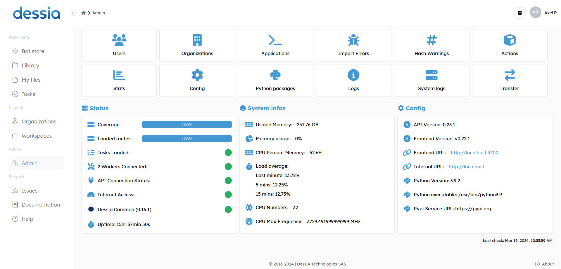 Admin panel