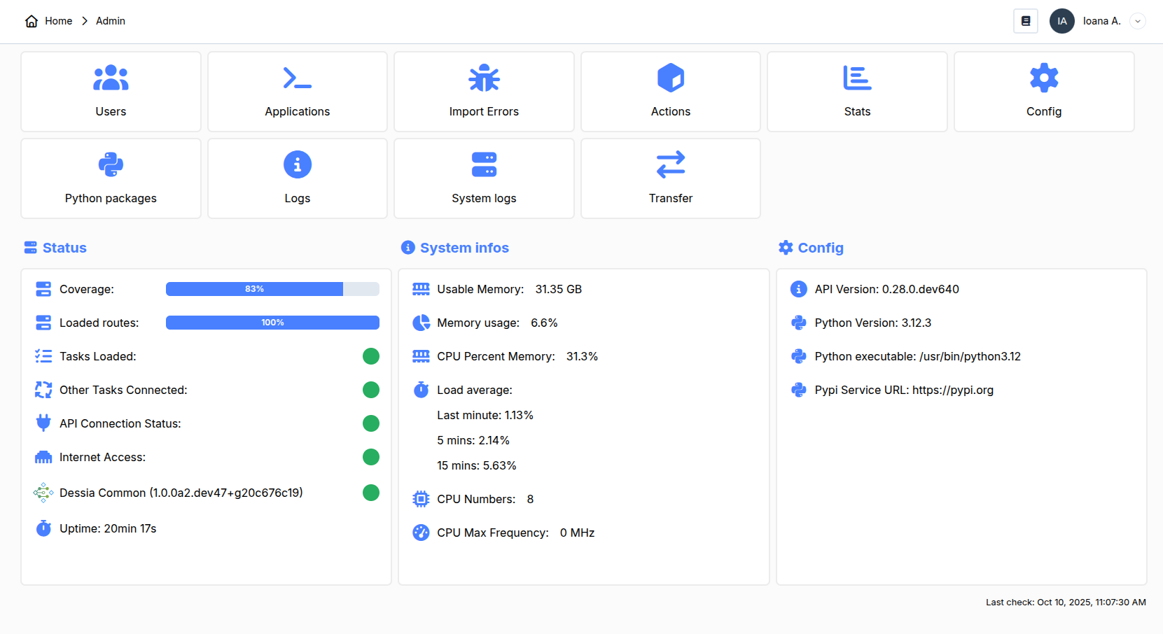 Admin panel