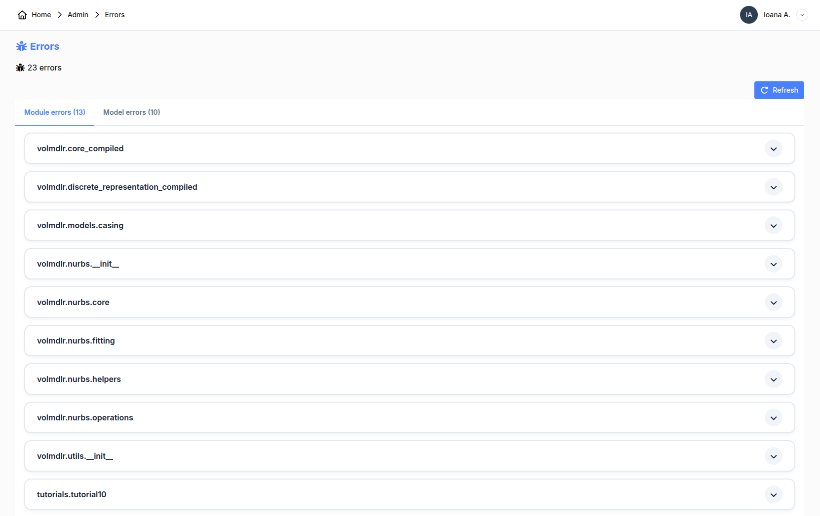 Admin panel
