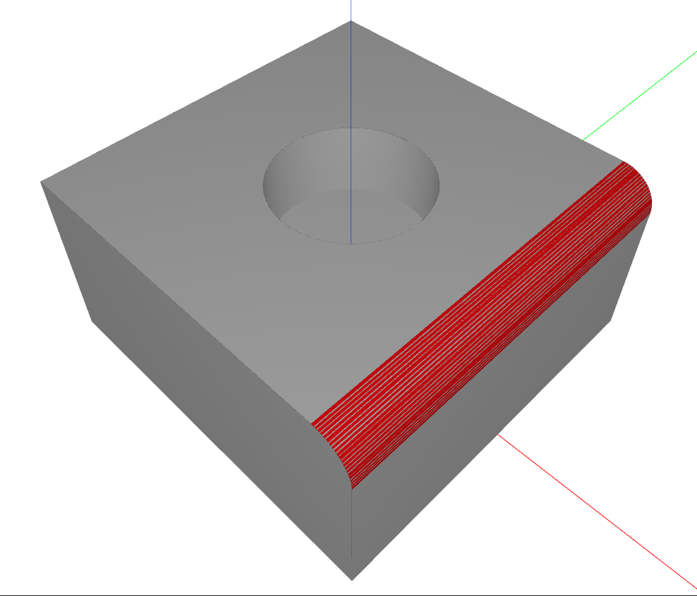 Hard feature (fillet) highlighted in red