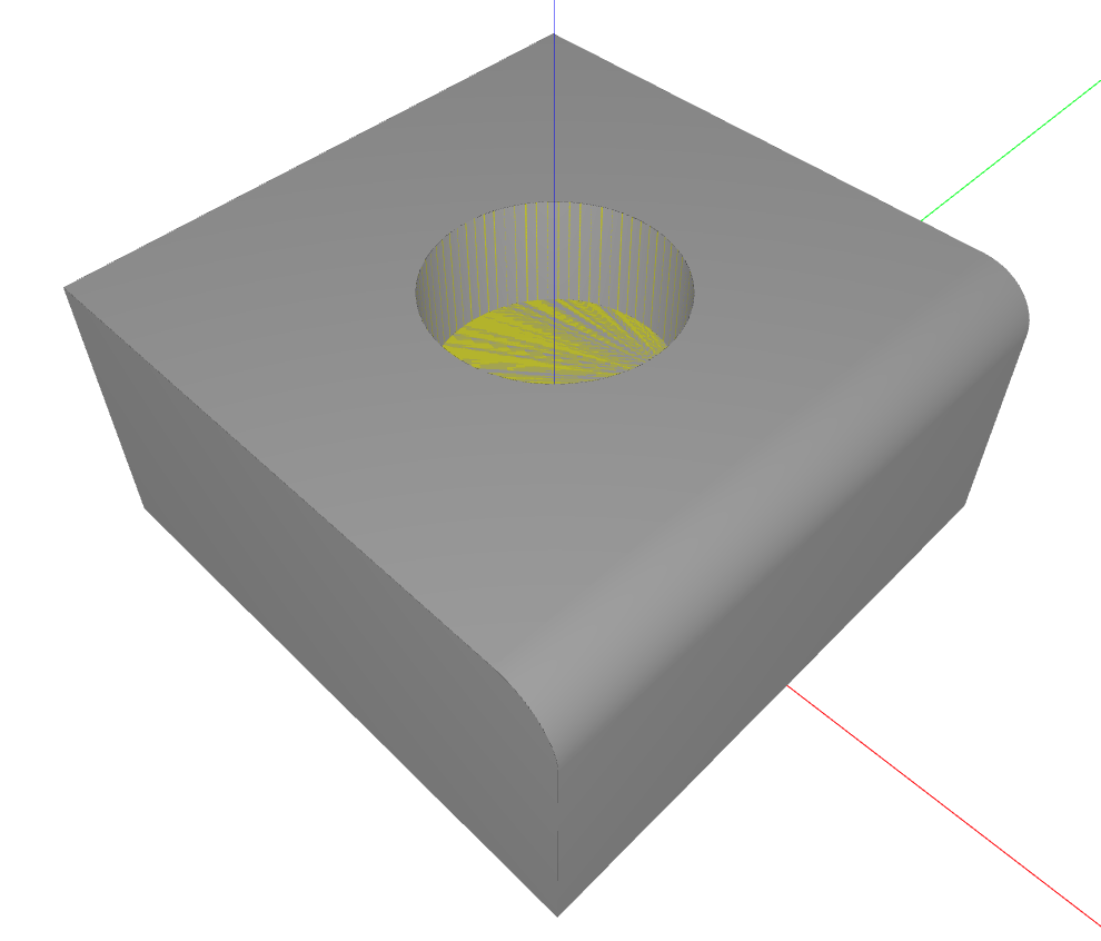 Soft feature (hole) highlighted in yellow